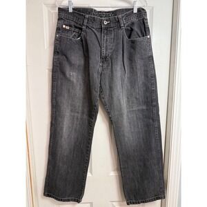 Vtg‎ 90s Southpole Mens Black Denim Jeans Baggy Hip Hop Straight Leg Waist 34x29